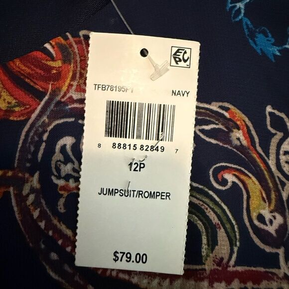 Connected Apparel NWT Size 12P Navy Women's Jumpsuit - Picture 3 of 10